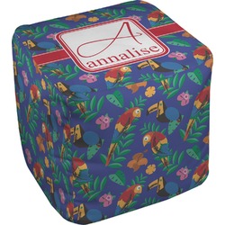 Parrots & Toucans Cube Pouf Ottoman - 18" (Personalized)