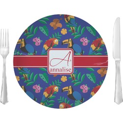 Parrots & Toucans Glass Lunch / Dinner Plate 10" (Personalized)