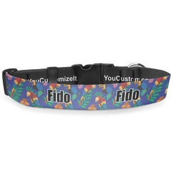 Parrots & Toucans Deluxe Dog Collar - Large (13" to 21") (Personalized)