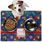 Parrots & Toucans Dog Food Mat - Medium w/ Name and Initial