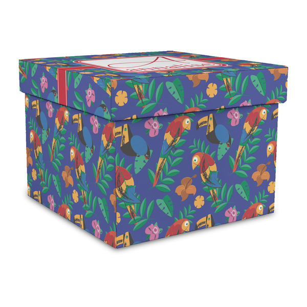 Custom Parrots & Toucans Gift Box with Lid - Canvas Wrapped - Large (Personalized)