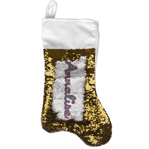 Custom Parrots & Toucans Reversible Sequin Stocking - Gold (Personalized)