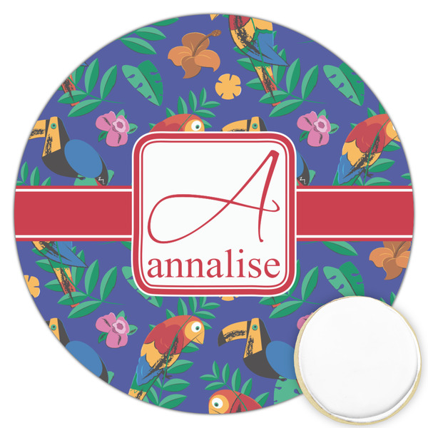 Custom Parrots & Toucans Printed Cookie Topper - 3.25" (Personalized)