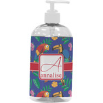 Parrots & Toucans Plastic Soap / Lotion Dispenser (16 oz - Large - White) (Personalized)