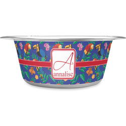 Parrots & Toucans Stainless Steel Dog Bowl - Large (Personalized)