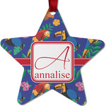 Parrots & Toucans Metal Star Ornament - Double Sided w/ Name and Initial