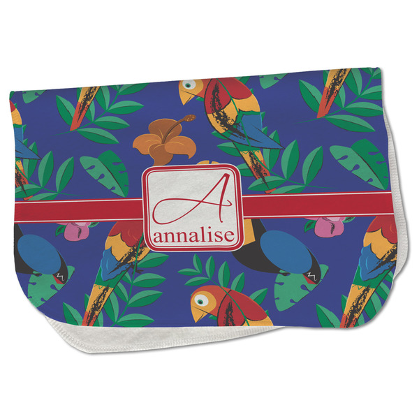 Custom Parrots & Toucans Burp Cloth - Fleece w/ Name and Initial