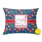 Parrots & Toucans Outdoor Throw Pillow (Rectangular) (Personalized)