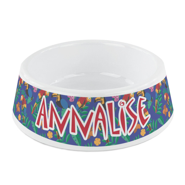 Custom Parrots & Toucans Plastic Dog Bowl - Small (Personalized)