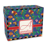 Parrots & Toucans Wood Recipe Box - Full Color Print (Personalized)