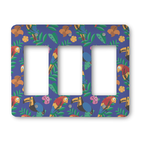 Custom Parrots & Toucans Rocker Style Light Switch Cover - Three Switch