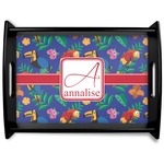 Parrots & Toucans Black Wooden Tray - Large (Personalized)