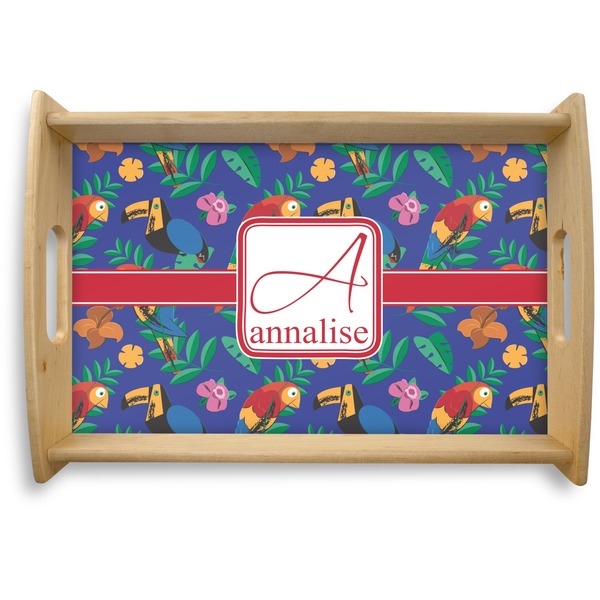 Custom Parrots & Toucans Natural Wooden Tray - Small (Personalized)