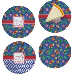Parrots & Toucans Set of 4 Glass Appetizer / Dessert Plate 8" (Personalized)