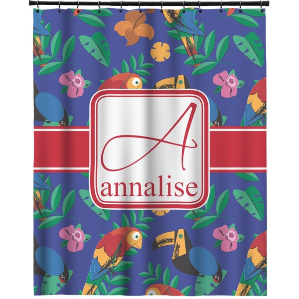 Custom Parrots & Toucans Extra Long Shower Curtain - 70"x84" (Personalized)