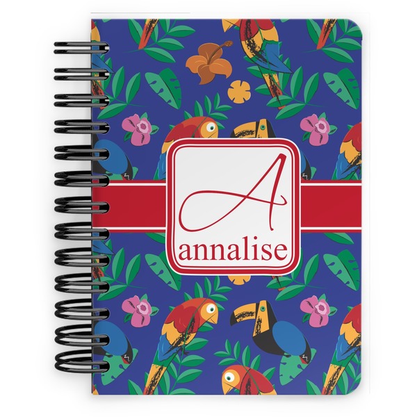 Custom Parrots & Toucans Spiral Notebook - 5x7 w/ Name and Initial