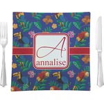 Parrots & Toucans 9.5" Glass Square Lunch / Dinner Plate- Single or Set of 4 (Personalized)