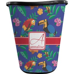 Parrots & Toucans Waste Basket - Double Sided (Black) (Personalized)