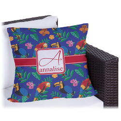 Parrots & Toucans Outdoor Pillow (Personalized)
