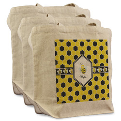 Honeycomb Reusable Cotton Grocery Bags - Set of 3 (Personalized)