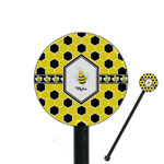 Honeycomb 5.5" Round Plastic Stir Sticks - Black - Single Sided (Personalized)