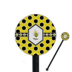 Honeycomb 5.5" Round Plastic Stir Sticks - Black - Double Sided (Personalized)