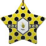 Honeycomb Star Ceramic Ornament w/ Name or Text