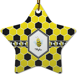 Honeycomb Star Ceramic Ornament w/ Name or Text