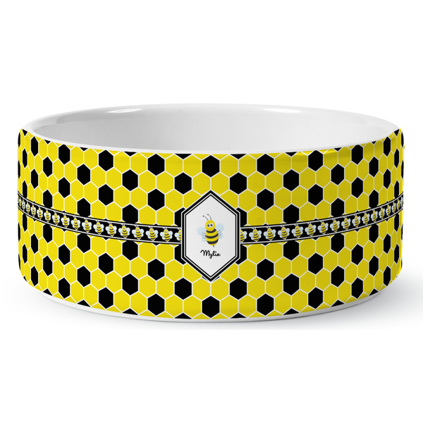Custom Honeycomb Ceramic Dog Bowl (Personalized)