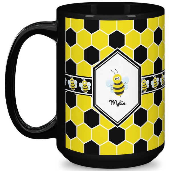 Custom Honeycomb 15 Oz Coffee Mug - Black (Personalized)