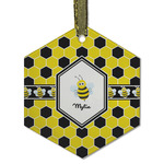 Honeycomb Flat Glass Ornament - Hexagon w/ Name or Text