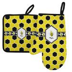 Honeycomb Left Oven Mitt & Pot Holder Set w/ Name or Text