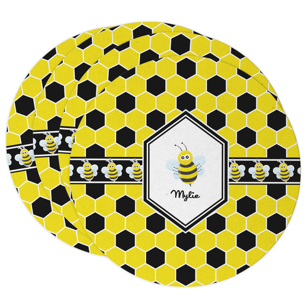 Custom Honeycomb Round Paper Coasters w/ Name or Text