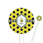 Honeycomb 5.5" Round Plastic Stir Sticks - White - Single Sided (Personalized)