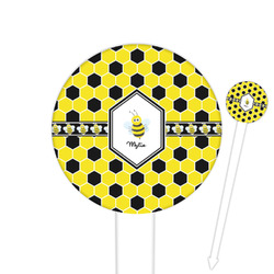 Honeycomb 6" Round Plastic Food Picks - White - Double Sided (Personalized)