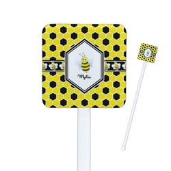 Honeycomb Square Plastic Stir Sticks - Single Sided (Personalized)