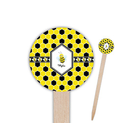 Honeycomb 6" Round Wooden Food Picks - Double Sided (Personalized)