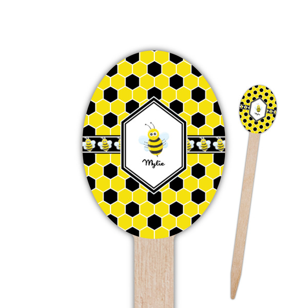 Custom Honeycomb Oval Wooden Food Picks - Double Sided (Personalized)