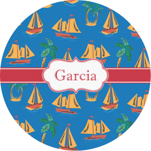 Custom Boats & Palm Trees Multipurpose Round Labels - 1" (Personalized)