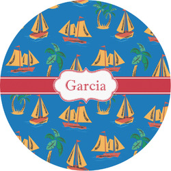 Boats & Palm Trees Multipurpose Round Labels - Custom Sized (Personalized)