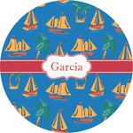 Boats & Palm Trees Multipurpose Round Labels - 5" (Personalized)