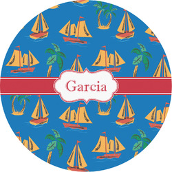 Boats & Palm Trees Multipurpose Round Labels - 5" (Personalized)