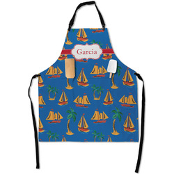 Boats & Palm Trees Apron With Pockets w/ Name or Text