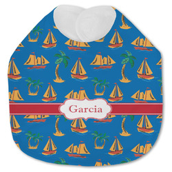 Boats & Palm Trees Jersey Knit Baby Bib w/ Name or Text