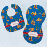 Boats & Palm Trees Baby Bib & Burp Set w/ Name or Text