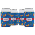 Boats & Palm Trees Can Cooler (12 oz) - Set of 4 w/ Name or Text