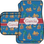 Boats & Palm Trees Car Floor Mats Set - 2 Front & 2 Back (Personalized)