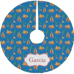 Boats & Palm Trees Tree Skirt (Personalized)
