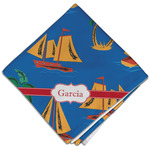 Boats & Palm Trees Cloth Dinner Napkin - Single w/ Name or Text