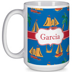 Boats & Palm Trees 15 Oz Coffee Mug - White (Personalized)